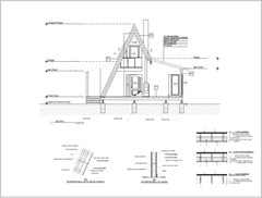 30’x47’ 2 Beds, 1 Bath A-Frame Cabin Architectural Build Plans PDF Download.