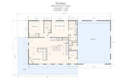 Modern Barndominium Plan: 1,218 (Living) Sqft -2 Bed- 2 Bath- 2 Car Garage