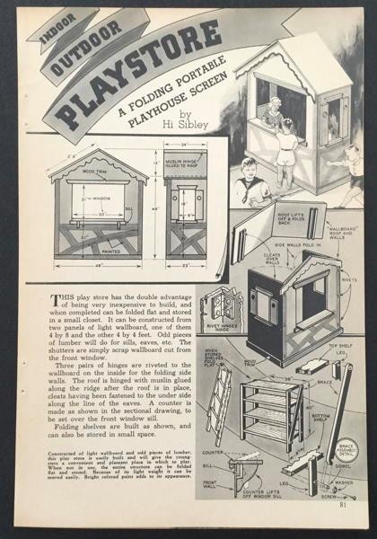 Play Store portable Folding 1938 HowTo Build PLANS Indoor/Outdoor