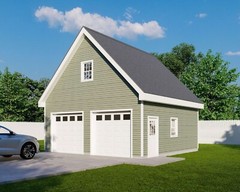 24′ x 24′ Two Car Garage, Detached Garage, 576 Sq Ft, 9 ft Walls, Attic Room