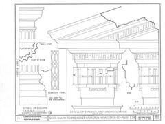 Federal style wood house, Traditional Colonial home, architectural blueprints
