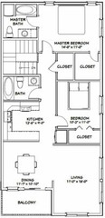 60×44 Apartment with 2-Car 2-RV Garage – PDF FloorPlan – 1,415 sqft – Model 1C