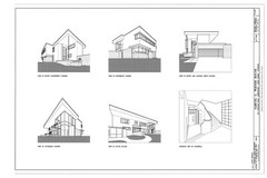 Mid-Century Modern home, stucco brick glass block, architectural PRINTED plans