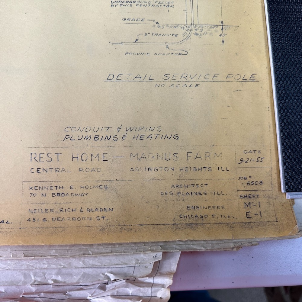 RARE Blueprints of Magnus Farm Historic Farm Rest Home Arlington Heights, IL VTG