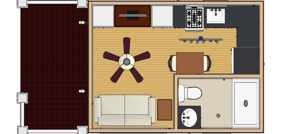 192sqft -12×16’A Tiny House design with possible loft above deck-ala cart-