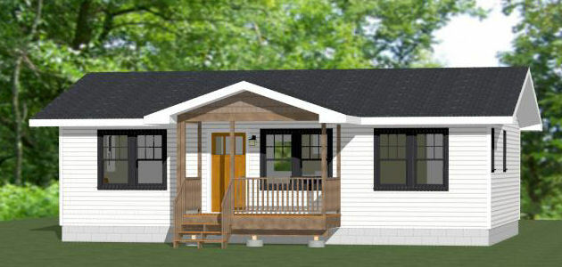 36×24 House — 2 Bedroom 2 Bath — 864 sq ft — PDF Floor Plan — Model 1D