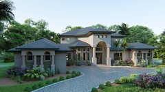 BLUEPRINTS MEDITERRANEAN TWO STORY HOUSE PLAN ARCHUP #105M 