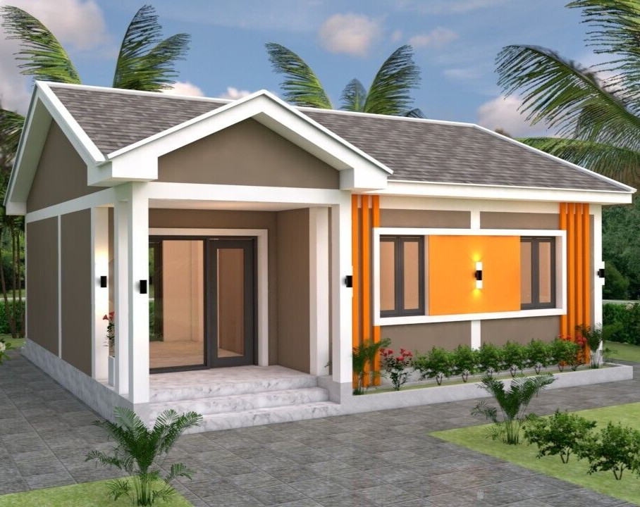 30×23 Feet Small House 9×7 Meter 2 Bed 1 Bath Gable Roof PDF Plan (A4 Hard Copy)