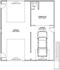 36×40 Apartment with 1-Car 1-RV Garage — PDF Floor Plan — 902 sqft — Model 1I