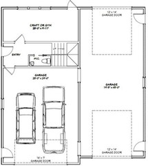 44×48 Apartment with 2-Car 1-RV Garage – PDF FloorPlan – 1,528 sqft – Model 5I