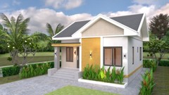 House Design 3d 7.5×8.5 Meter 25×28 Feet 2 bedrooms Gable Roof (A4 Hard Copy)