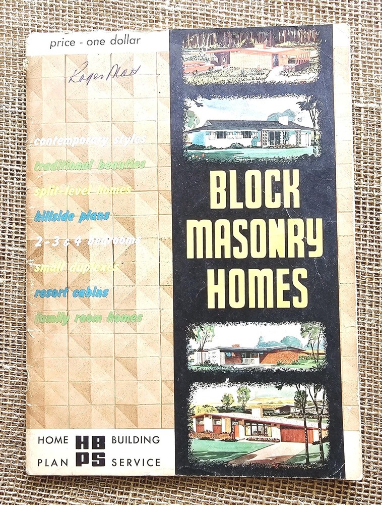 1959 Block Masonry Home Building Plan Service Floor Plan Book Portland