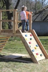 DIY Outdoor Wooden Child’s Playset Building Plans | Climbing Wall & Ladder