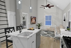 Garage Apartment (ADU) – 1 BR/1BA w/ Loft – Full House Plans, Blueprints #30010B