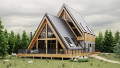 35’x65′ 4 Beds, 4 Bath Double A-Frame Architectural Build Plans PDF Download