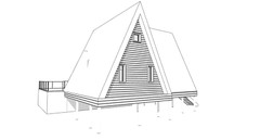 42’x49’ 2 Beds 1 Bath Small A-Frame Cabin Architectural Build Plans PDF Download