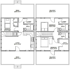 24×24 House — 3 Bedroom 3 Bath — 1,660 sq ft — PDF Floor Plan