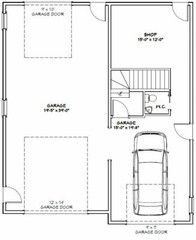 36×42 Apartment with 1-Car 1-RV Garage — PDF Floor Plan — 853 sqft — Model 2