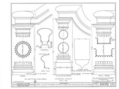 Federal style wood house, Traditional Colonial home, architectural blueprints