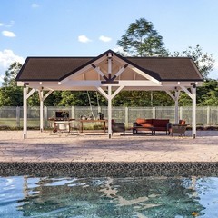 3 Gable Timber Pavilion Plans | 14’x28′ Outdoor Pavilion Blueprints