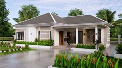 49×30 Feet House Design Plan 15×9 Meter 3 Beds 3 Baths Hip Roof (A4 Hard Copy)