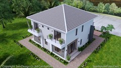 36×40 Feet House Design Plans 11×12 Meter 4 Beds 5 Baths Hip Roof (A4 Hard Copy)