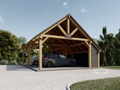 Timber Frame Carports Plan, 34’x22′ Wood Pavilion Blueprints