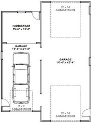 36×48 1 RV Garage – 1,600 sq ft – PDF Floor Plan – Model 1C