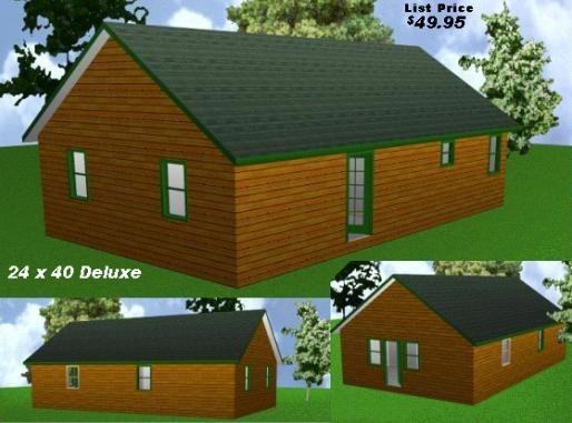 24×40 Deluxe Cabin Plans Package, Blueprints, Material List