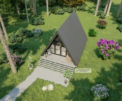 A-Frame Cabin two Story Cottage Plans,20’x26′ Triangular house Building Drawings