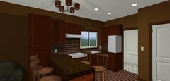 Modern Style Tiny House Plans 384 sq.ft. with outdoor deck.