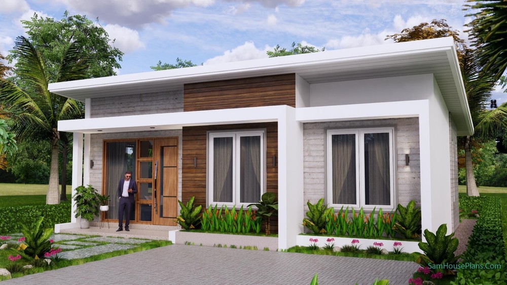 33×27 Feet Small House Plan 10×8 Meter 2 Beds 2 Baths Shed Roof (A4 Hard Copy)