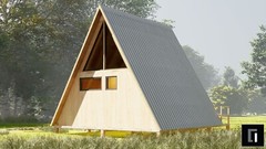 A-Frame House Cabin Plans -250SF- Blueprints – Modern, Bathroom and Loft