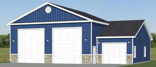 50×40 2-RV Garage — 1,917 sq ft — PDF Floor Plan — Model 2C