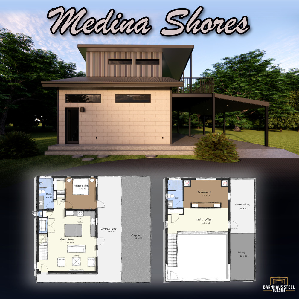 Medina Shores House Plan – 2 Bedrooms / 2 Baths 1,560 SF Design Blueprints