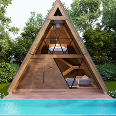 A-Framed Cabin House With Pool | PDF and AutoCAD File For BluePrint Plans