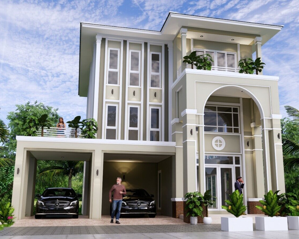 36×46 Feet House Design Plans 11×14 Meter 6 Beds 4 Baths Hip Roof (A4 Hard Copy)