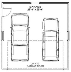 24×24 2-Car Garage — 576 sqft — 12ft Walls — PDF Floor Plan — Model 1F