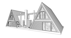 86’x49’ 4 Beds, 4 Baths Double A-Frame House Architecture Plans PDF Download.