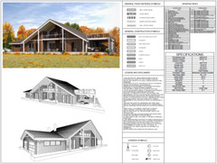100’x54’ 4-Beds 4-Baths Charming A-Frame Architectural Build Plans PDF Download