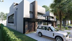 BLUEPRINTS MODERN MULTIFAMILY 3-STORY DUPLEX HOME PLAN ARCHUP #109
