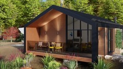 Barn House 2 Bed, Bathroom, Living Room, Terrace CAD Blueprints Metric/Imperial