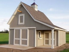 Cold Spring Car Barn & Shop with Loft – 3 Sets of Pole Barn Plans (eB-104×3)
