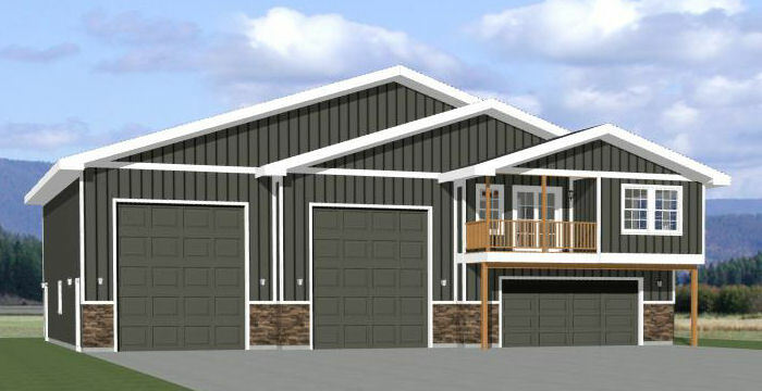 60×50 Apartment with 2-Car 2-RV Garage – PDF FloorPlan – 1,703 sqft – Model 1F