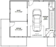 30×24 House — 1 Bedroom 1.5 Bath — 1,029 sq ft — PDF Floor Plan — Model 7B