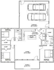 46×30 House — 3 Bedroom 2 Bath — PDF Floor Plan — 1,338 sq ft — Model 2