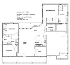 Architectural PLANS ADA Handicap Accessible 3BR Study 2B Home 2302 SF HVAC Sp