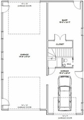 36×50 Apartment 1-Car 1-RV Garage — PDF Floor Plan — 1,217 sqft — Model 1A