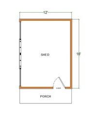 12’x16′ Modern Garden Shed Plans, Studio Backyard Office Blueprints