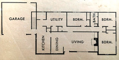 SET OF 3: RARE VINTAGE BLUEPRINTS & RANCH HOUSE PLAN – 1950s “GE WONDER HOME”